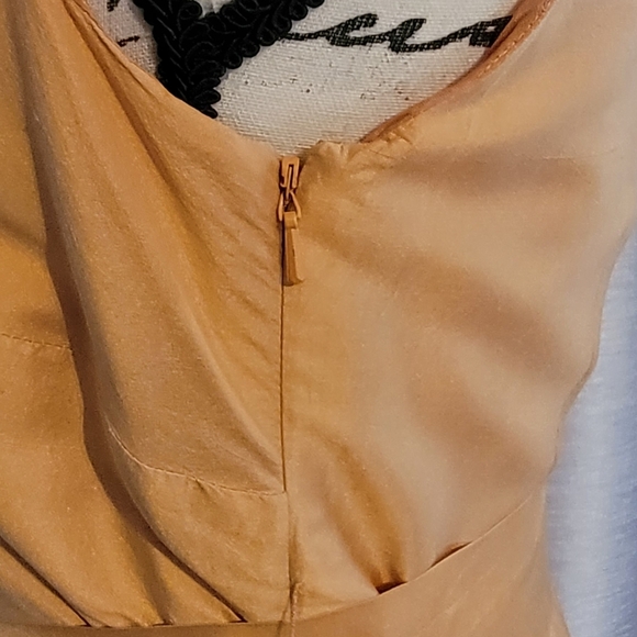 Anne Klein Mustard dress small 100% Silk - Picture 6 of 15